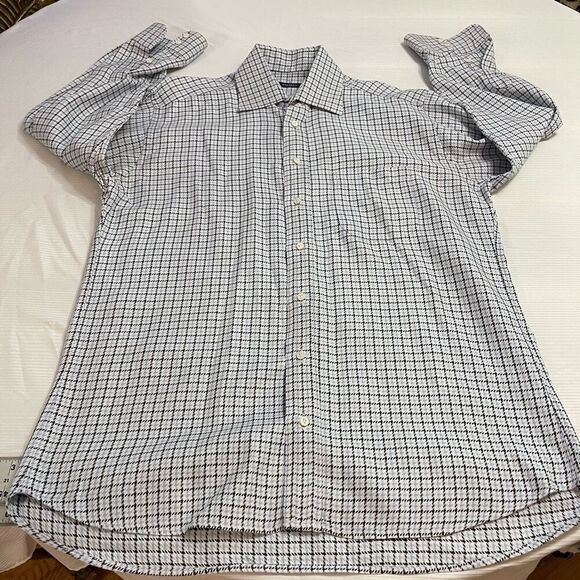Burberry London Blue Plaid Button Up Shirt Size 16L - Picture 6 of 9